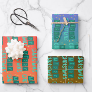 Feuille De Papier Cadeau Flocon de neige rouge, vert et noir Joyeux Noël