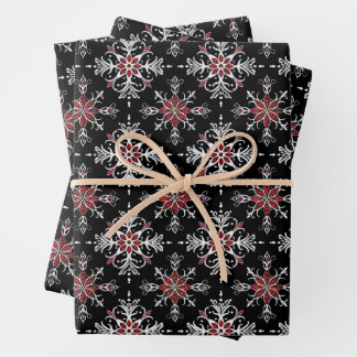 Feuille De Papier Cadeau Flocons de neige de Noël gothique effrayants