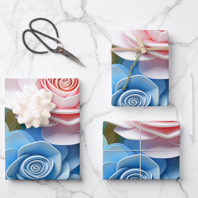 Feuille De Papier Cadeau Floral (Recto)