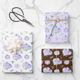 Feuille De Papier Cadeau Floral Citrouille pourpre