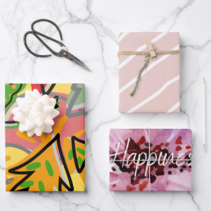 Feuille De Papier Cadeau Floral couleur rose bleu violet feminine girly