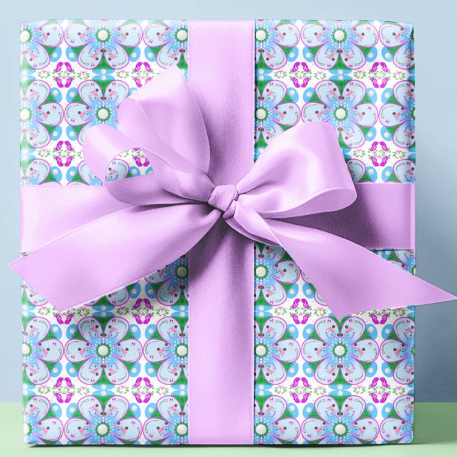 Feuille De Papier Cadeau Floral Pink Motif de golf (Créateur téléchargé)
