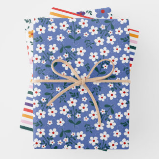Feuille De Papier Cadeau Floral Spring Colorful Stripes