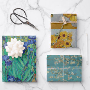 Feuille De Papier Cadeau Floral Van Gogh Irises Fleurs de soleil Fleurs d'a