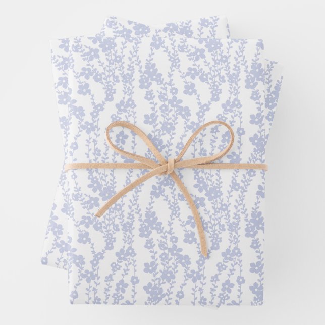 Feuille De Papier Cadeau Floral Vines (White - Periwinkle) (En situation)