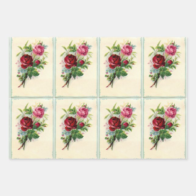 Feuille De Papier Cadeau Floral Vintage (Devant)
