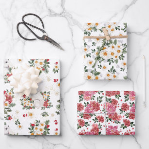 Feuille De Papier Cadeau Flore de lapin d'hiver   Nouvel An chinois