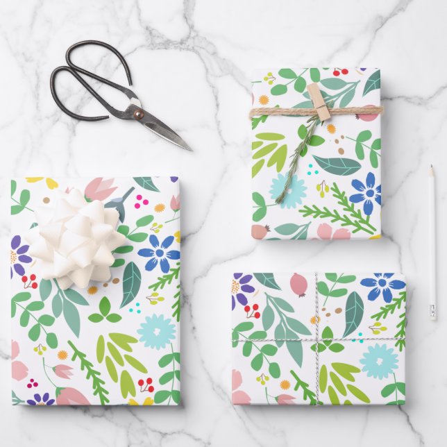 Feuille De Papier Cadeau Flore moderne (Recto)