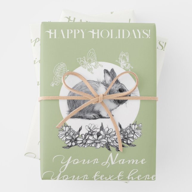 Feuille De Papier Cadeau Fluffy le lapin (En situation)