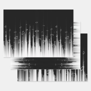 Feuille De Papier Cadeau Flux De Ligne Cerclée Noir Et Blanc