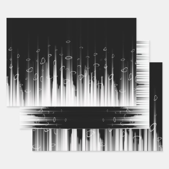 Feuille De Papier Cadeau Flux De Ligne Cerclée Noir Et Blanc (Lot)