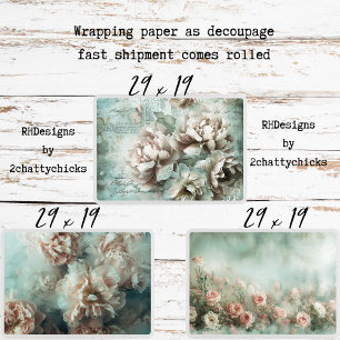 Feuille De Papier Cadeau Fond Vintage Peonies Découpage