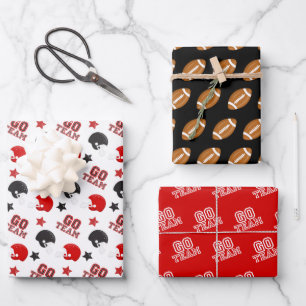 Feuille De Papier Cadeau Football américain Motifs rouges et noirs