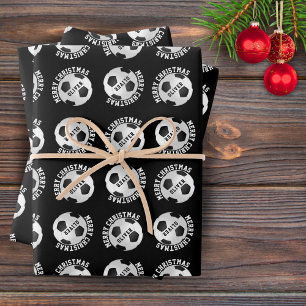 Feuille De Papier Cadeau Football Enfants Nom Sport Joyeux Noël