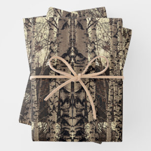 Feuille De Papier Cadeau Forêt de Birch Nature