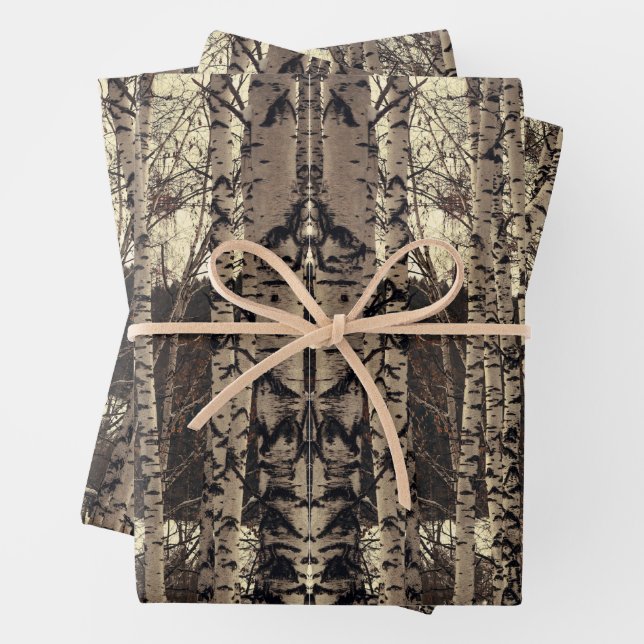 Feuille De Papier Cadeau Forêt de Birch Nature (En situation)