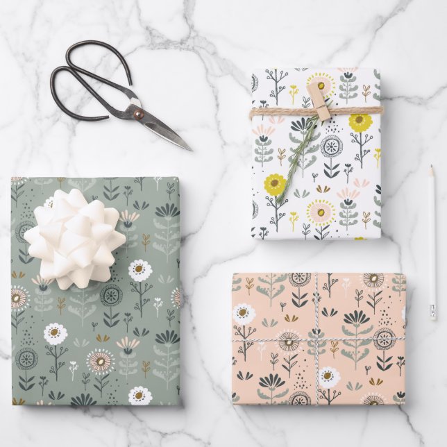 Feuille De Papier Cadeau Forêt Florale (Recto)