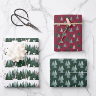 Feuille De Papier Cadeau Forêt pin vert sapin Noël vacances forêt