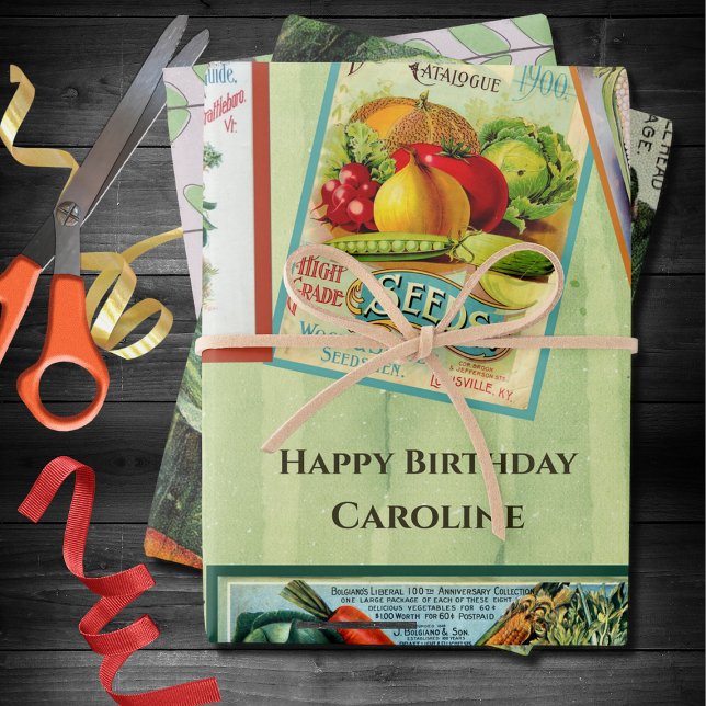 Feuille De Papier Cadeau Forfait de graines de jardin Anniversaire (Créateur téléchargé)
