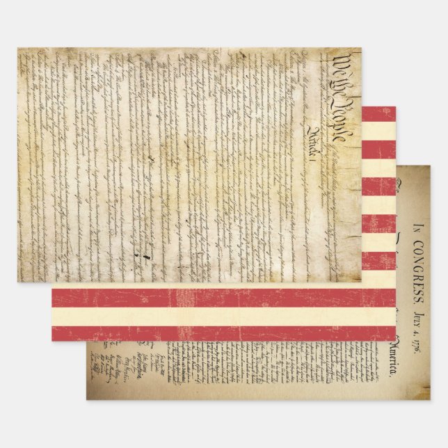 Feuille De Papier Cadeau Forfait patriotique historique (Lot)
