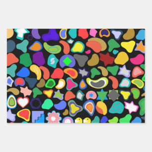 Feuille De Papier Cadeau Formes Amorphes Colorées et Ludiques