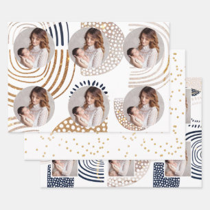 Feuille De Papier Cadeau Formes de sauce et points d'or Faux Enveloppement 