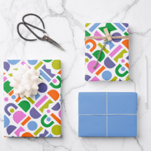 Feuille De Papier Cadeau Formes géométriques colorées