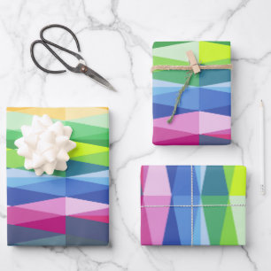 Feuille De Papier Cadeau Formes géométriques modernes Motif arc-en-ciel