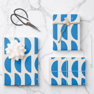 Feuille De Papier Cadeau Formes géométriques modernes Motif en bleu