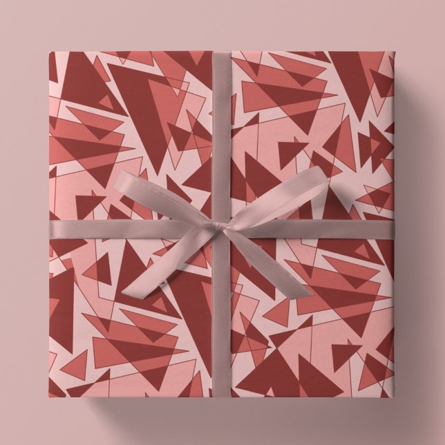 Feuille De Papier Cadeau Formes géométriques rétro en rose, corail et rouge (Créateur téléchargé)