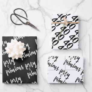 Feuille De Papier Cadeau Forty & Fabulous - Fun 40e anniversaire