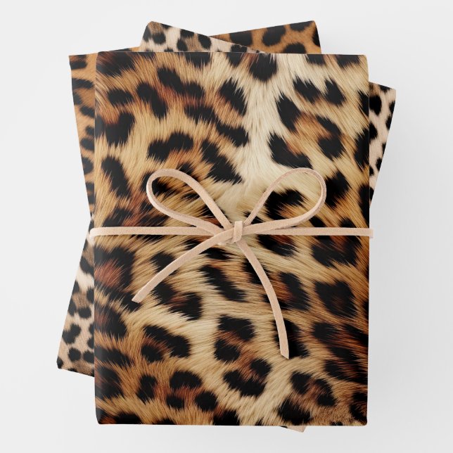 Feuille De Papier Cadeau Fourre Empreinte de léopard (En situation)
