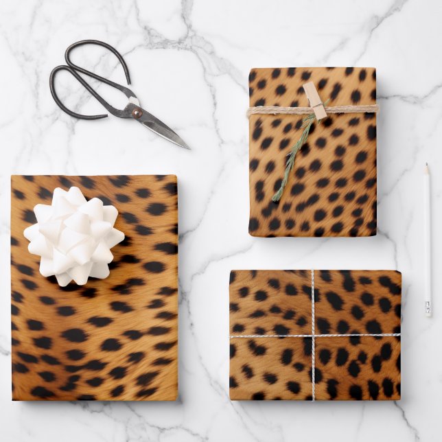Feuille De Papier Cadeau Fourrure animale Cheetah (Recto)