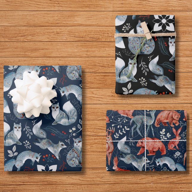 Feuille De Papier Cadeau Fox Whimsical Woodland mignonne Forest Animaux Mot (Fox Whimsical Woodland Cute Forest Animals Pattern Wrapping Paper Sheets)