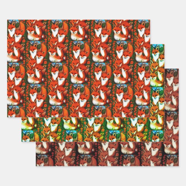 Feuille De Papier Cadeau Foxy (Lot)
