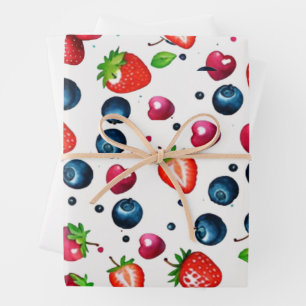 Feuille De Papier Cadeau Fraise Berry fête d'anniversaire Berry Sweet
