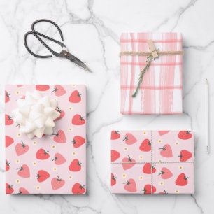 Feuille De Papier Cadeau Fraise fête d'anniversaire Berry Sweet