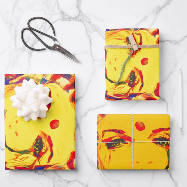 Feuille De Papier Cadeau Freedom Face souriante jaune (Recto)