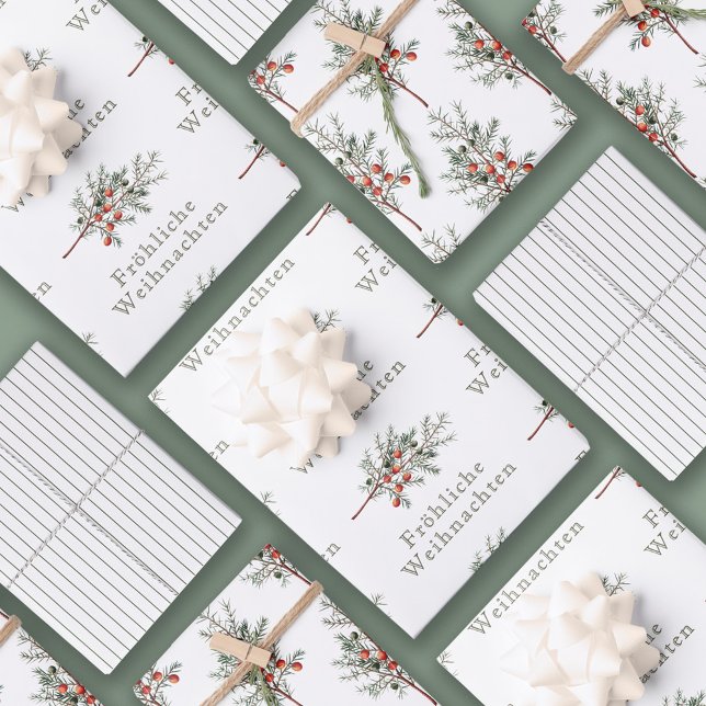 Feuille De Papier Cadeau Fröhliche Weihnachten À feuillage persistant Junip (Créateur téléchargé)