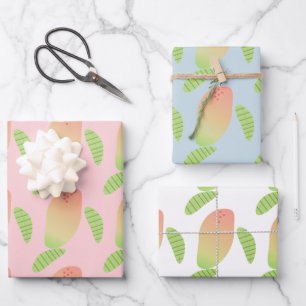 Feuille De Papier Cadeau Fruit Mango Tropical Vert Orange