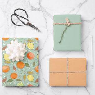 Feuille De Papier Cadeau Fruit motif aux citrons, oranges