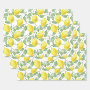 Feuille De Papier Cadeau Fruits de citron Vintages personnalisés Fleurs Feu