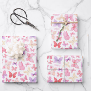 Feuille De Papier Cadeau Fuchsia Violet Jaune Papillon Baby Shower Annivers