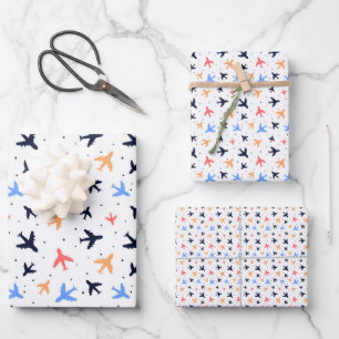 Feuille De Papier Cadeau Fun Airplane Travel Motif Flat
