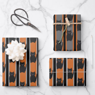 Feuille De Papier Cadeau Fun and Fun Halloween Chats noirs