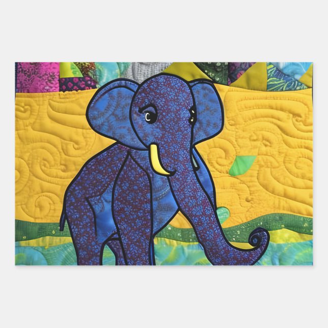 Feuille De Papier Cadeau Fun Baby Elephant - Quilt Like Design (Devant)