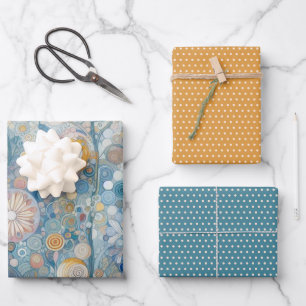 Feuille De Papier Cadeau Fun Colorful Abstrait Snowflakes Art Floral