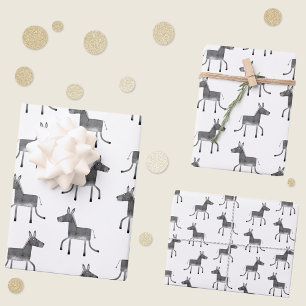 Feuille De Papier Cadeau Fun Donkey Motif
