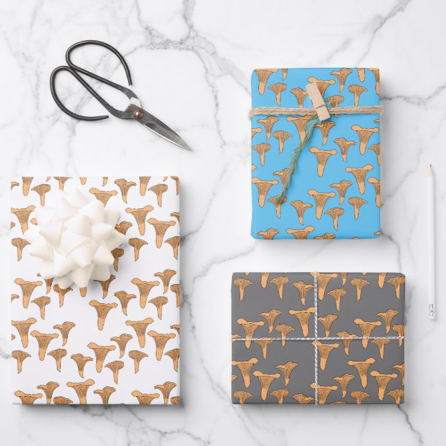 Feuille De Papier Cadeau Fun Fungi Chanterelle Champagne Motif Cadeau (Recto)