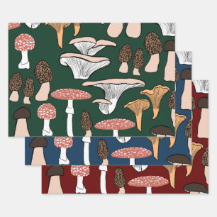 Feuille De Papier Cadeau Fun Fungi Motif de champignons